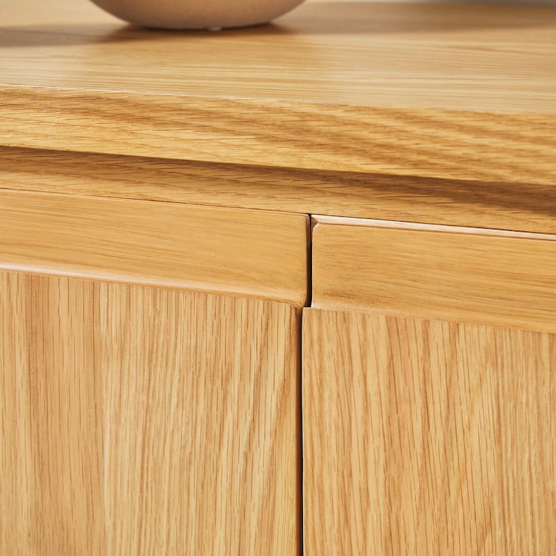 Walker Edison Modern Large Curved Solid Oak Wood Veneer Sideboard