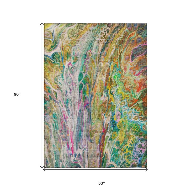 HomeRoots Abstract Contemporary Rectangle Outdoor Rug