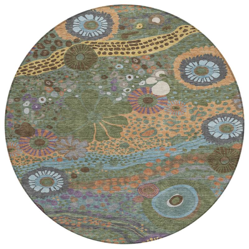 Machine Washable Indoor/ Outdoor Whimsy Floral Chantille Rug