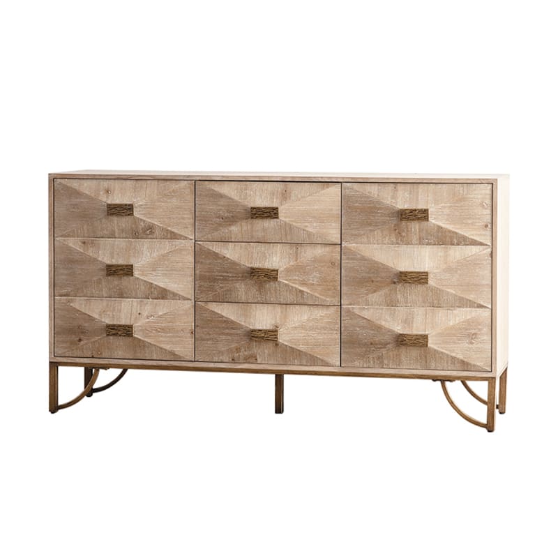 Roomfitters Modern Wood Storage Cabinet, Geometric Sideboard, Media Console for Bedroom or Living Room, Light Wood
