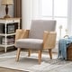 preview thumbnail 2 of 7, Rattan Armrest Fabric Upholstered Accent Chair
