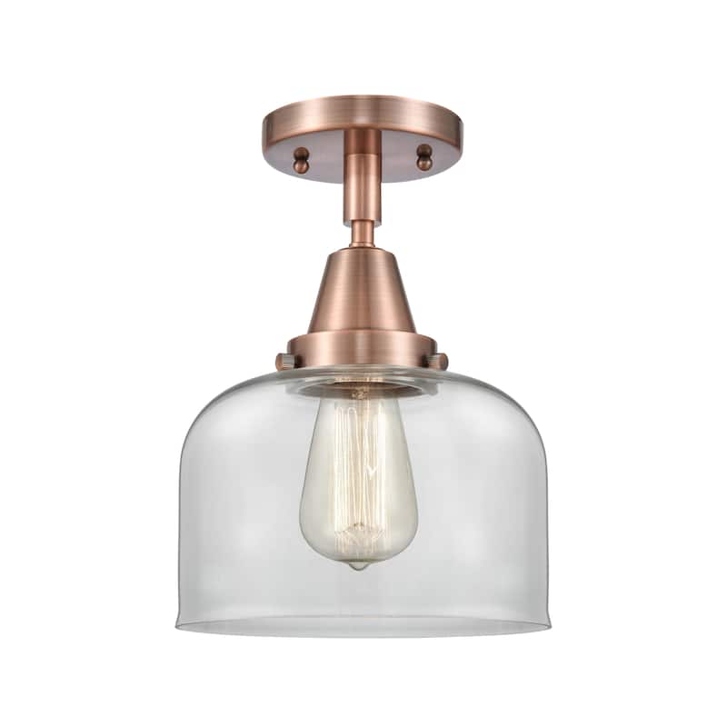 Innovations Lighting Caden Bell - 1 Light 8" Flush Mount - Clear/Antique Copper