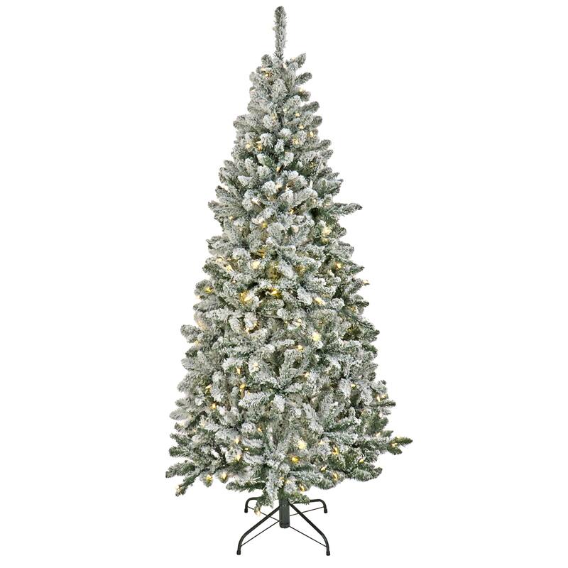 National Tree Company 7.5 ft. Pre-lit Artificial Snowy Chatham Slim Hinged Tree with PowerConnect™, 400 Dual Color® LED Lights-U