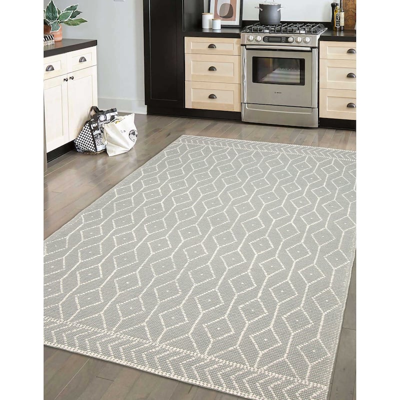 ECARPETGALLERY Braid weave Sienna Green Wool Rug - 5'11 x 8'11