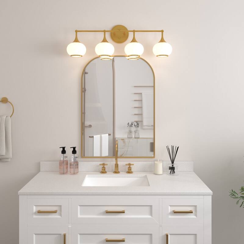 Acroma Aged Brass/Polished Chrome Finish Modern Globe Vanity Light