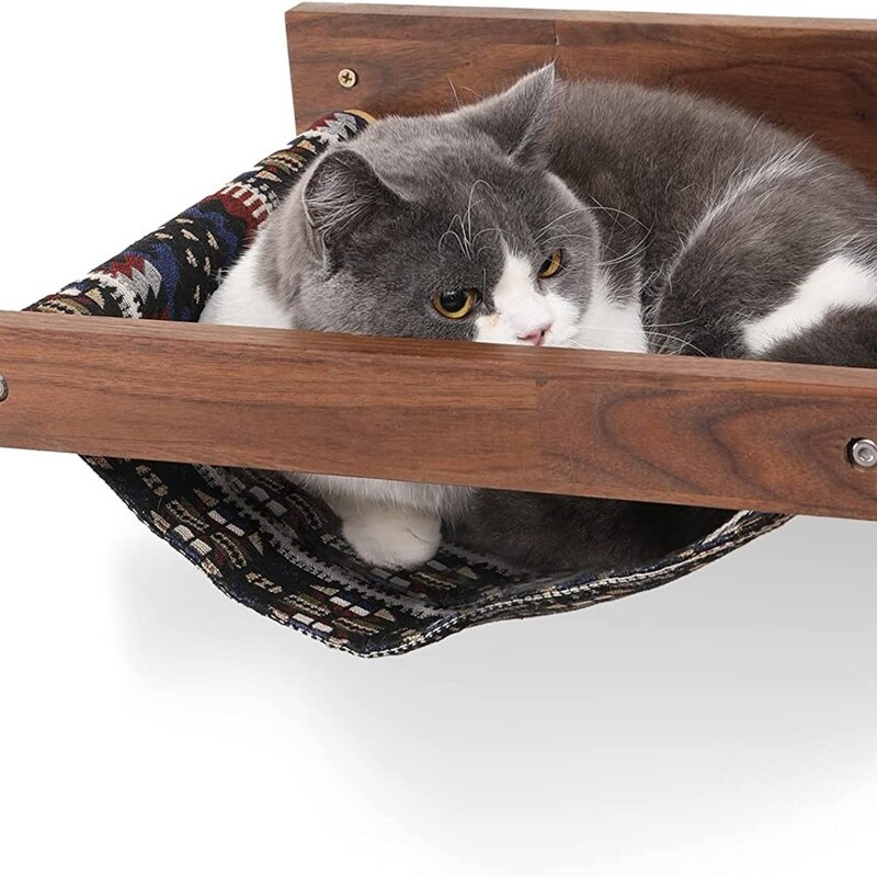 Cat Hammock Wall Mounted Kitty Beds and Perches Tan