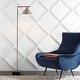 preview thumbnail 2 of 7, Windsor 60" Metal/Marble Cone Shade LED Floor Lamp, Brass/Black by JONATHAN Y - 60" H x 18" W x 9.25" D