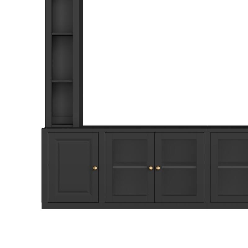 Modern 4-Piece Entertainment Center Wall Unit with Bookshelves, for TVs Up to 80" - 92.5" W × 15.7" D × 78.7" H