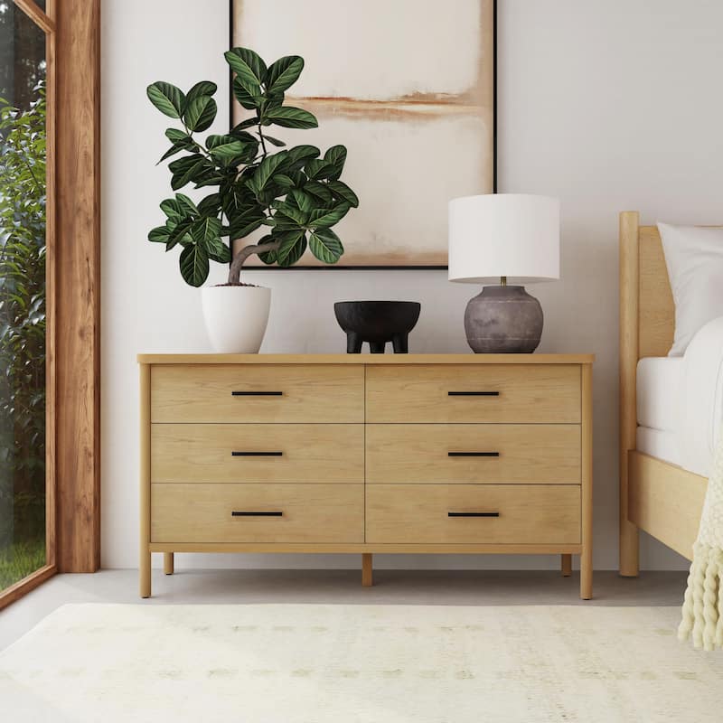 Lennon 6 Drawer Rounded Leg Wood Dresser