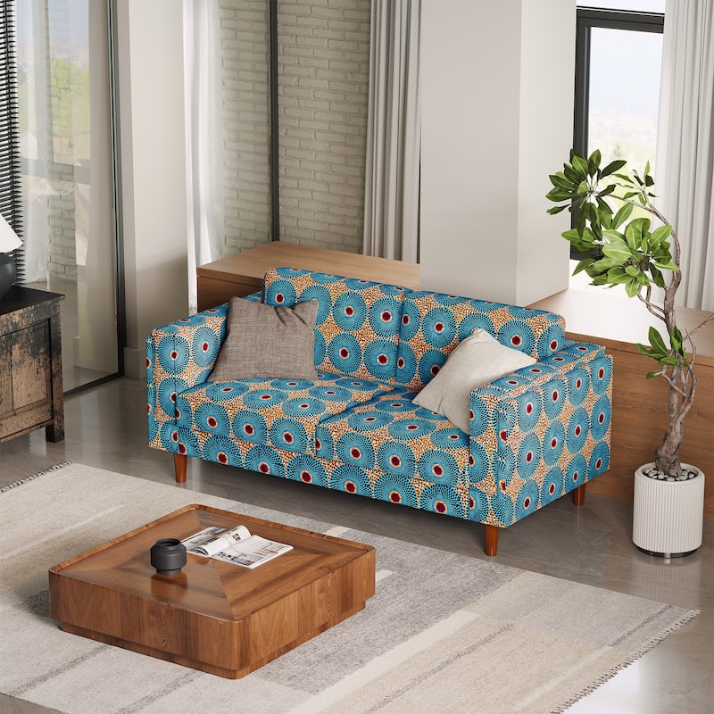 61.2'' Bohemian Print Recliner Sofa with Arms with Solid Wood Legs - 7'6" x 9'6"