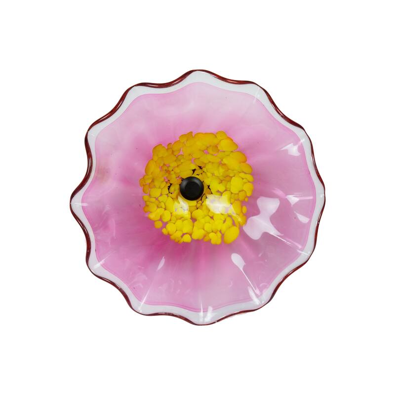 12IN Diameter Pink Fiore Bloom Art Glass Wall Art