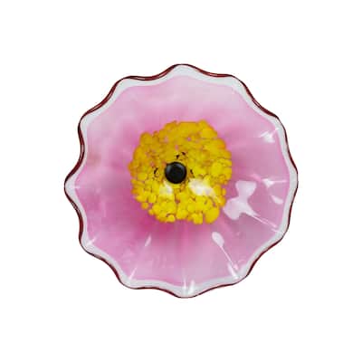 12IN Diameter Pink Fiore Bloom Art Glass Wall Art