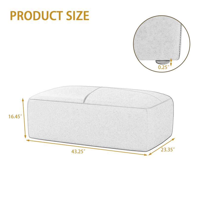 Elliot 22"/ 35"/ 43" W Modern Rectangular Genuine Leather Ottoman