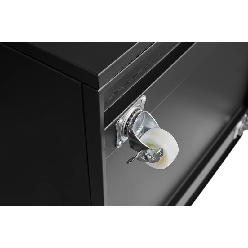 Anmytek Modern Rolling Storage Cabinet Mobile with Wheels Matte Black Accent Multi Purpose Organizer