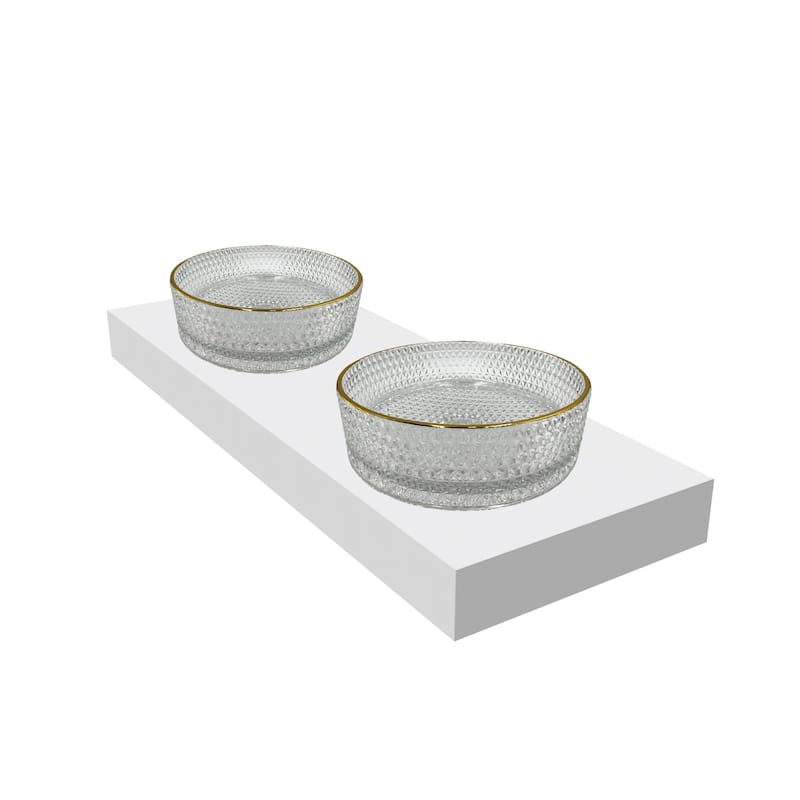 Scotch 16" & 14" Round Decorative Crystal Vessel Sinks With White Base