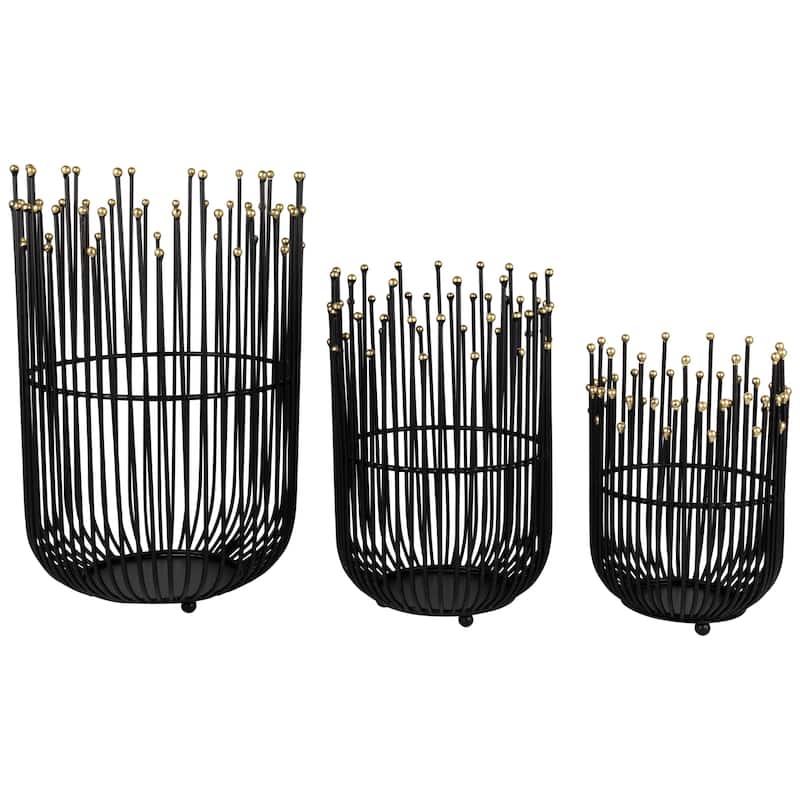 Medieval Style Iron Pillar Candle Holders - 12.75" - Black - Set of 3