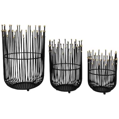 Medieval Style Iron Pillar Candle Holders - 12.75" - Black - Set of 3