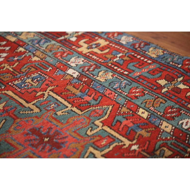 Vegetable Dye Antique Heriz Serapi Persian Runner Wool Carpet - 3'5" x 10'4"