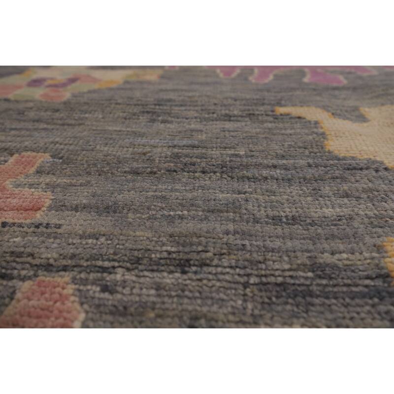 Vegetable Dye Oushak Large Area Rug Handmade Oriental Grey Wool Carpet - 10'0"x 13'8"