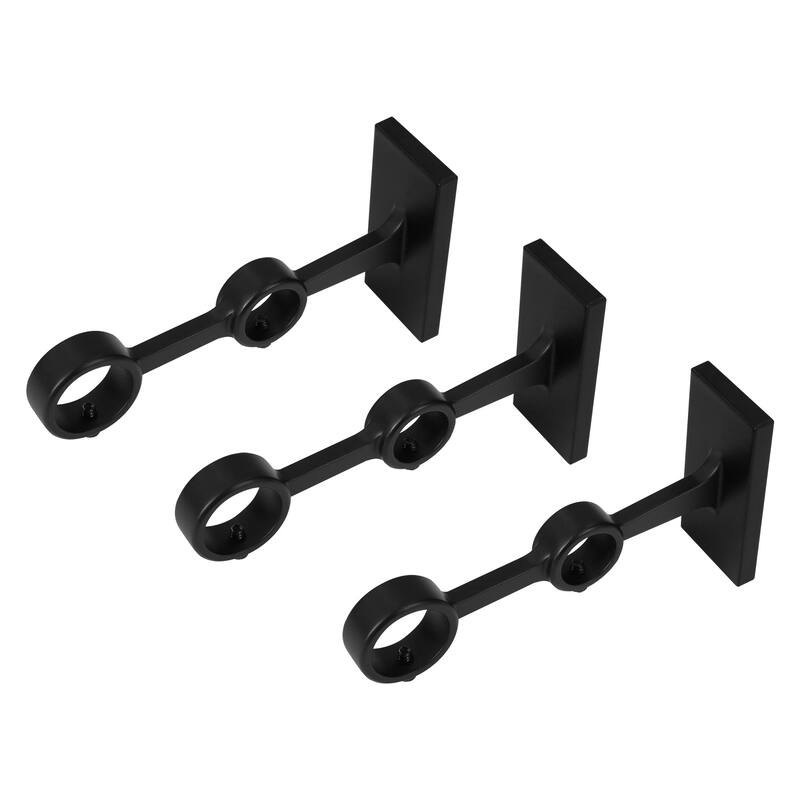 Lumi Home Furnishings Non-Adjustable Double Curtain Rod Brackets 1 in. (3-Piece)