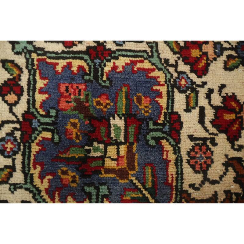 Hand Knotted Oriental 100% Wool Carpet Traditional Floral Red Tabriz Area Rug - 11' 0'' X 7' 10''