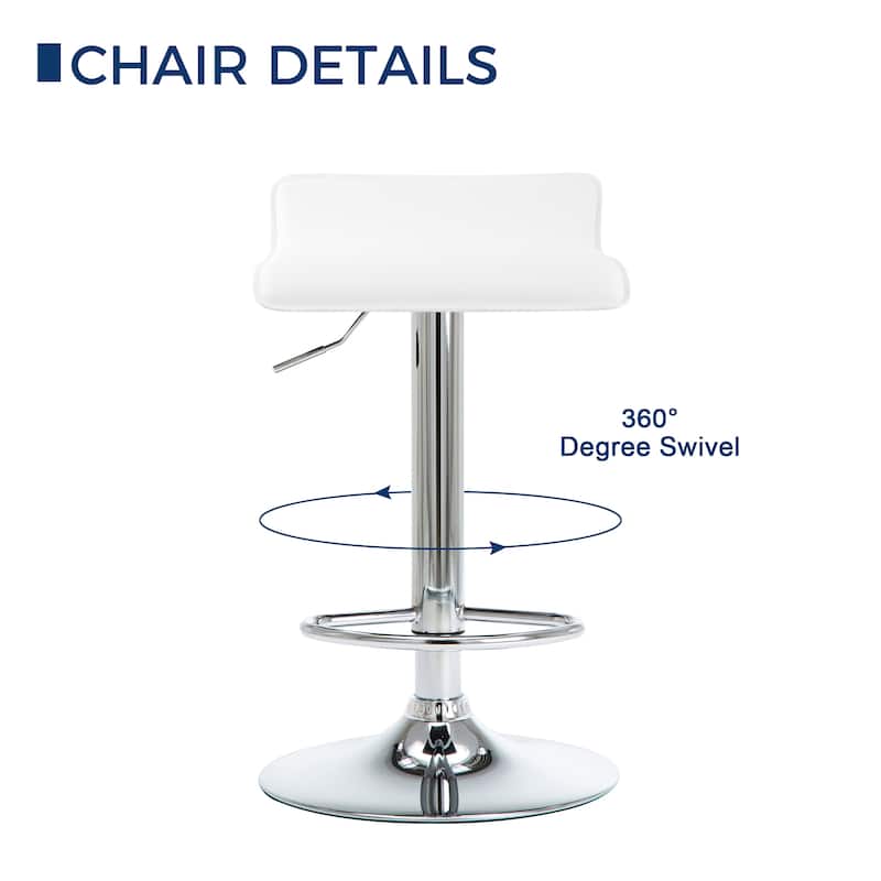 Faux Leather Upholstered Adjustable Barstools Airlift Counter Bar Pub Height Stools Set of 2