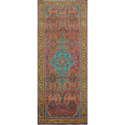 Hand Knotted Oriental 100% Wool Carpet Traditional Floral Multi-Colored Hamedan Runner Rug - 9' 1'' X 2' 11''