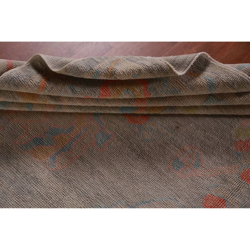 Hand Knotted Oriental 100% Wool Carpet Transitional All-Over Greys & Charcoal Oushak Area Rug - 13' 0'' X 9' 9''