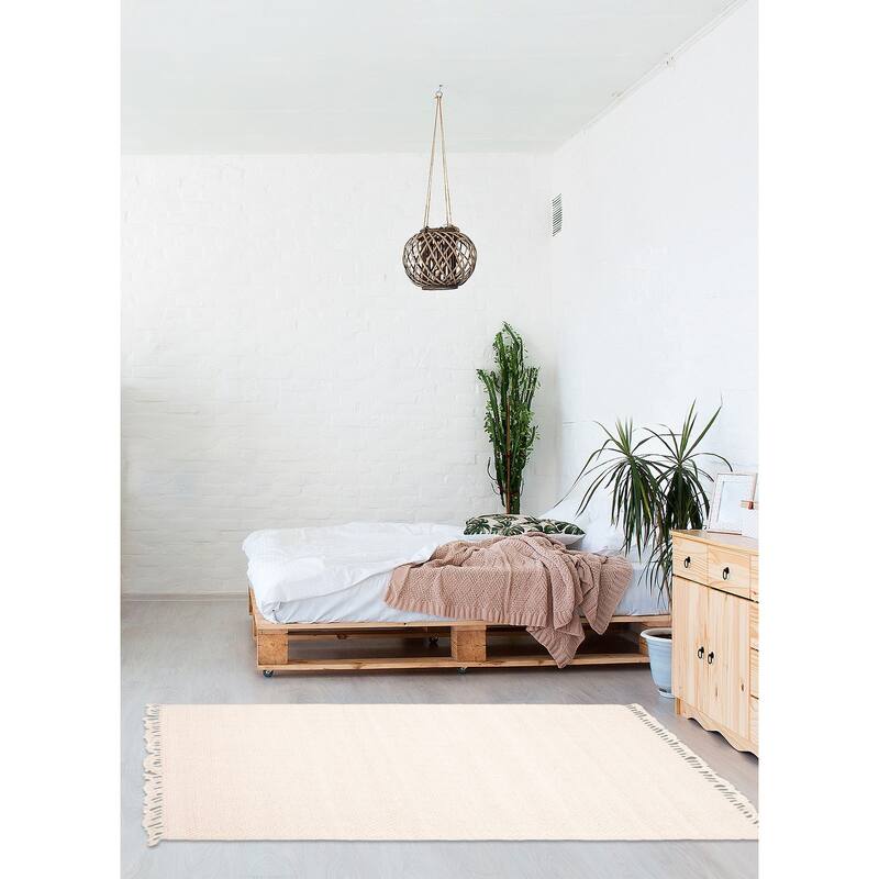 ECARPETGALLERY Braid weave Sienna Beige Wool Rug - 4'11 x 7'10