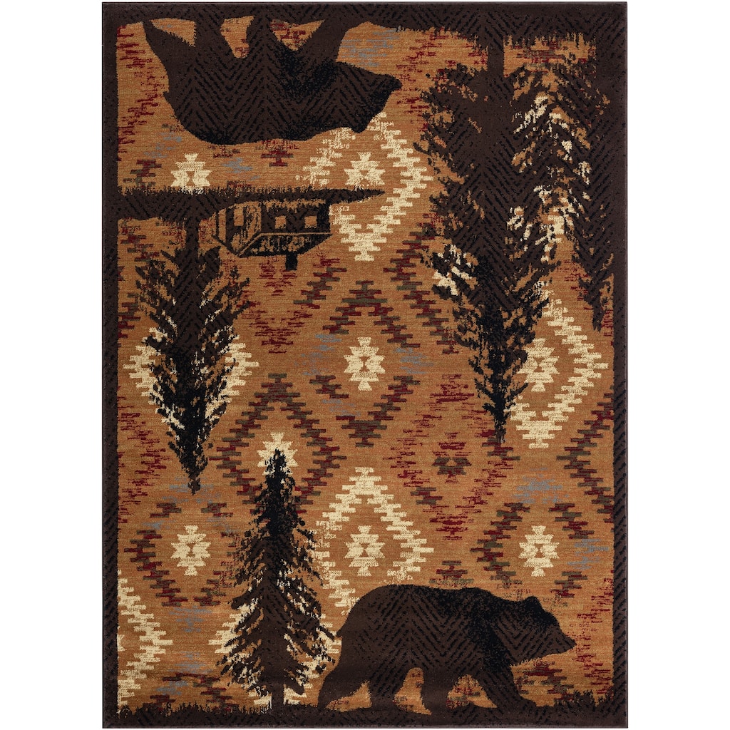 Sunset Valley Little River Brown Lodge Area Rug