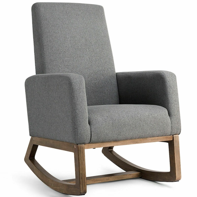 Retro Modern Fabric Upholstered Rocking Chair with Wooden Frame Comfortable Seat for Living Room - 26.5" x 32.5" x 40.5"