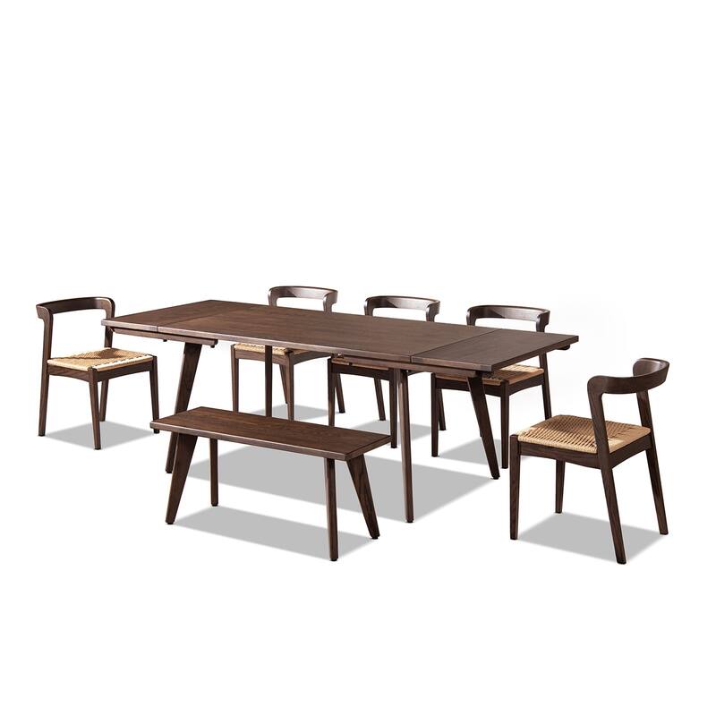 Jennifer Taylor Home Capri Solid Oak Wood Extendable Leaf Dining Set