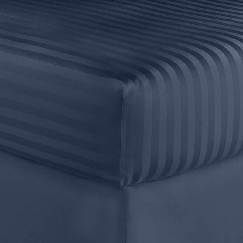 Home Sweet Home Dream Striped 1200 TC Egyptian Cotton Deep Pocket Bed Sheet Set - Navy - Queen