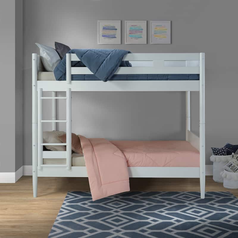 Mid Century Modern Bunk Bed Twin over Twin - White
