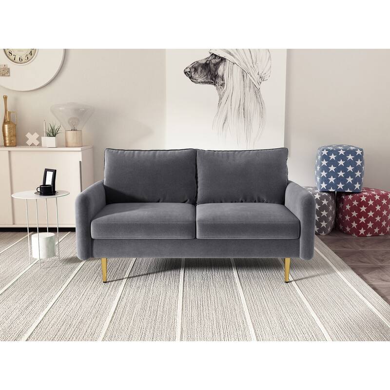 58'' Velvet Square Arm Loveseat - Grey