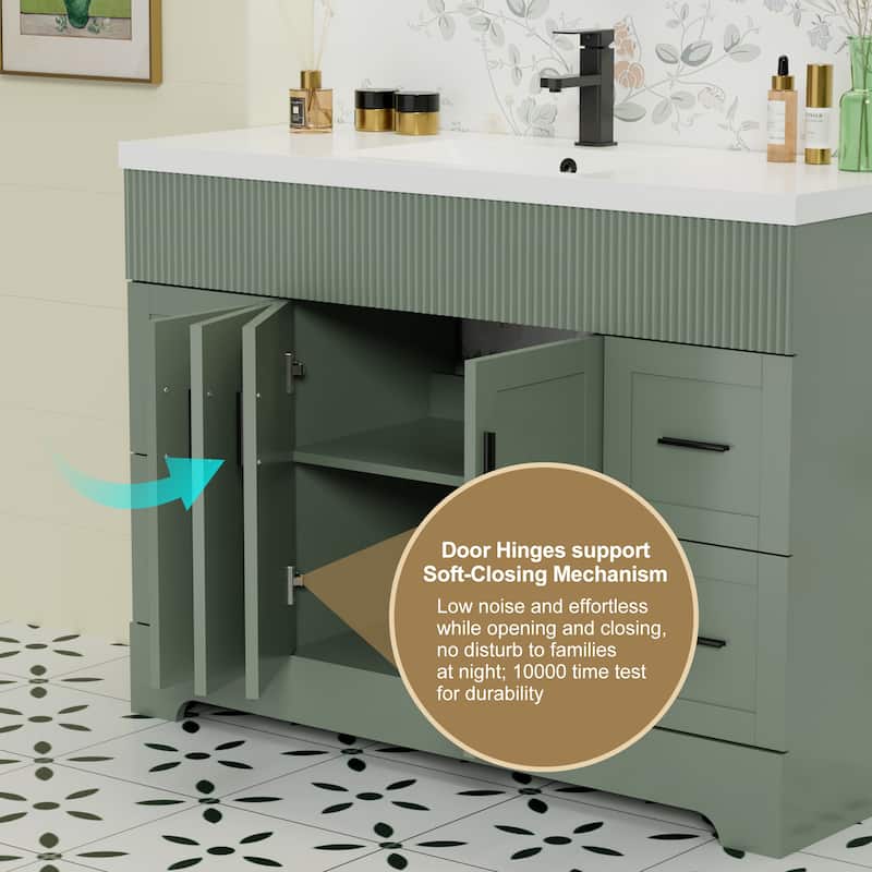 Wavy Line 30"/36"/48" Bathroom Vanity Set with Sink & Faucet