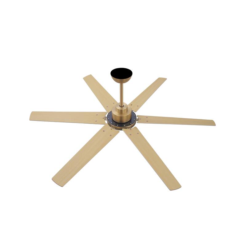 MLiAN 64 in. 6 Playwood Blade Dc Motor Indoor Downrod Gray Standard Ceiling Fan with Remote Integrated LED - 64''