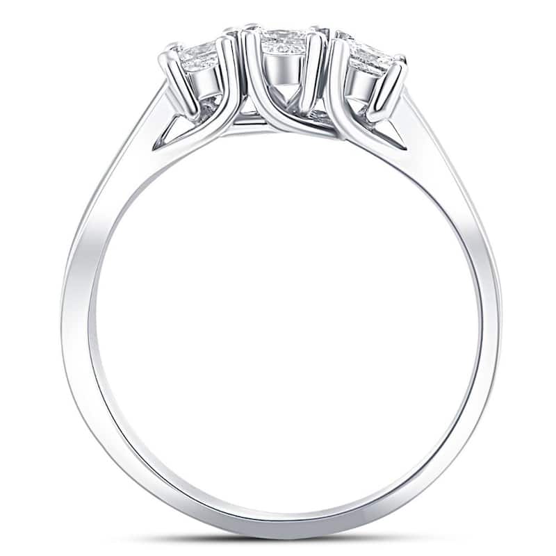 1ct Three Stone Princess Cut Diamond Ring White Gold