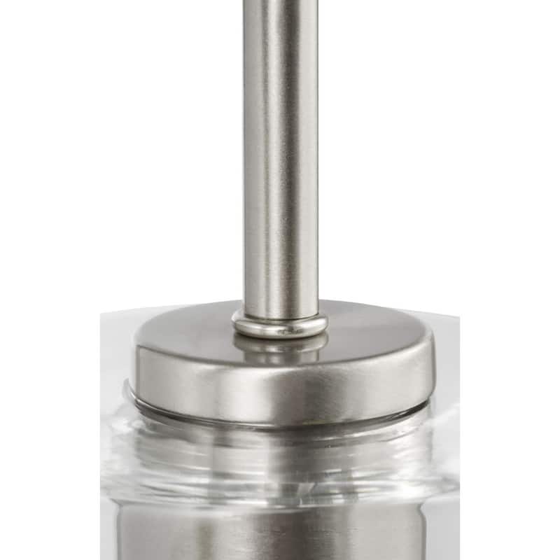 Vertex Collection One-Light Brushed Nickel Clear Glass Contemporary Foyer Light - 12 in x 12 in x 22.5 in