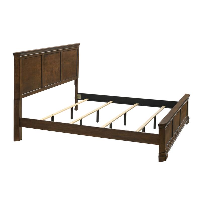 Roundhill Furniture Maderne Traditional Wood Panel Bed with Dresser, Mirror, Two Nightstands, Chest