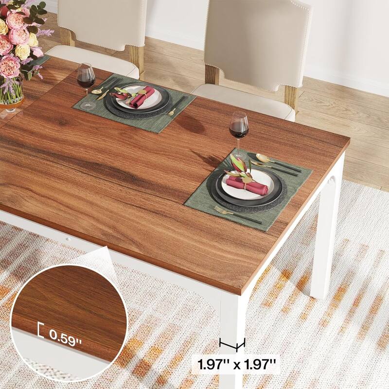 78.7" Rectangle Wood Dining Table, Long Kitchen Table for Living/Dining Room