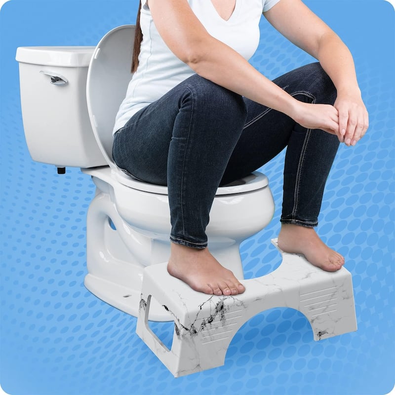 Squatty Potty Carrara Marble Toilet Stool, Gray, 7 Inch Height Poop Step Stool for Bathroom - Gray