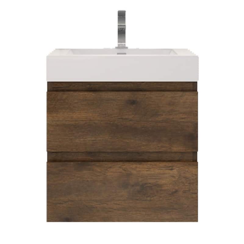 Baillie 24'' Wall-Mounted Vanity with Reinforced Acrylic Sink - 24''Width - Rose Wood