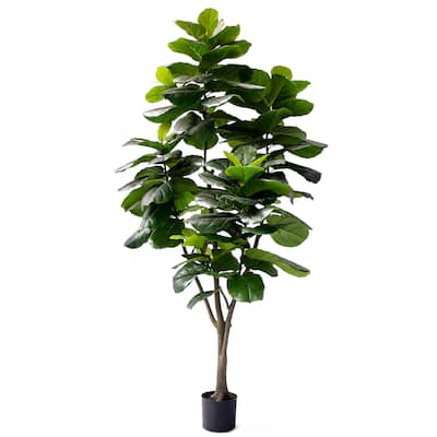 7.5ft Natural Touch Artificial Large Fiddle Leaf Fig Tree Plant in Black Pot - 90" H x 38" W x 38" DP