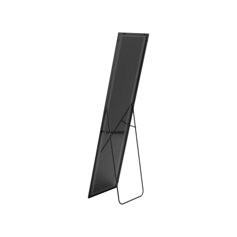 HomeRoots 59" Black Metal Freestanding and Wall Mount Framed Full Length Mirror - 16.00 in. x 59.00 in. x 0.50 in.