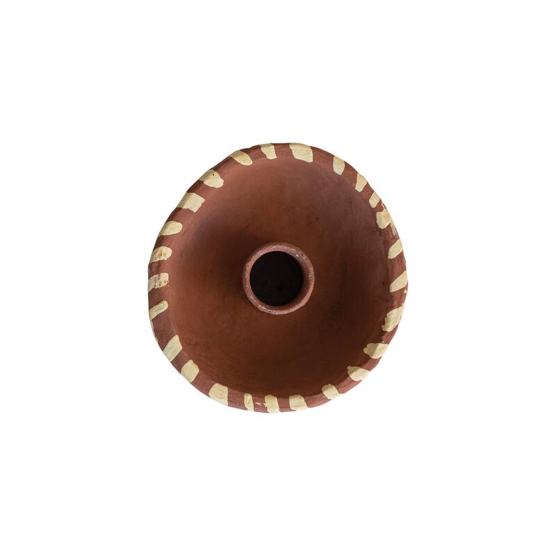Hand-Painted Decorative Paper Mache Taper Holder - 3.5"L x 3.5"W x 5.0"H