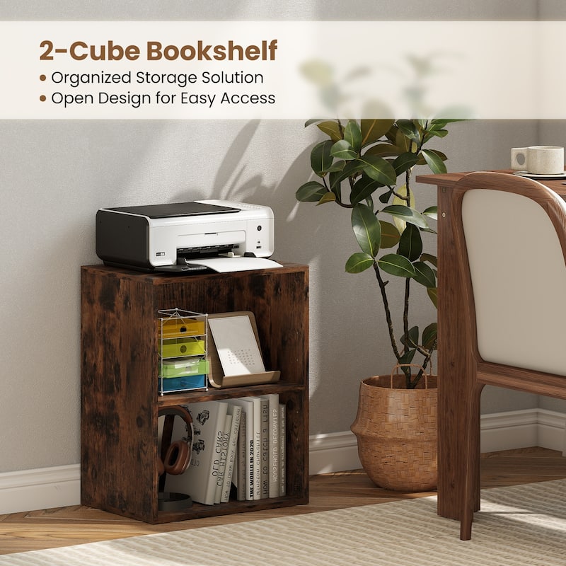 Gymax 2-Cube Bookcase w/ 5-Position Adjustable Shelf Anti-Toppling
