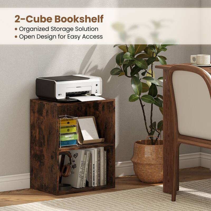 Gymax 2PCS 2-Cube Bookcase w/ 5-Position Adjustable Shelf