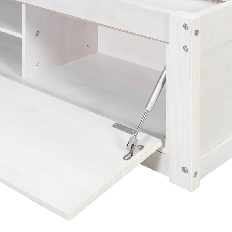 Queen Size Storage Platform Bed with 4 Drawers & Hydraulic Lift Footboard, Space-Saving Frame