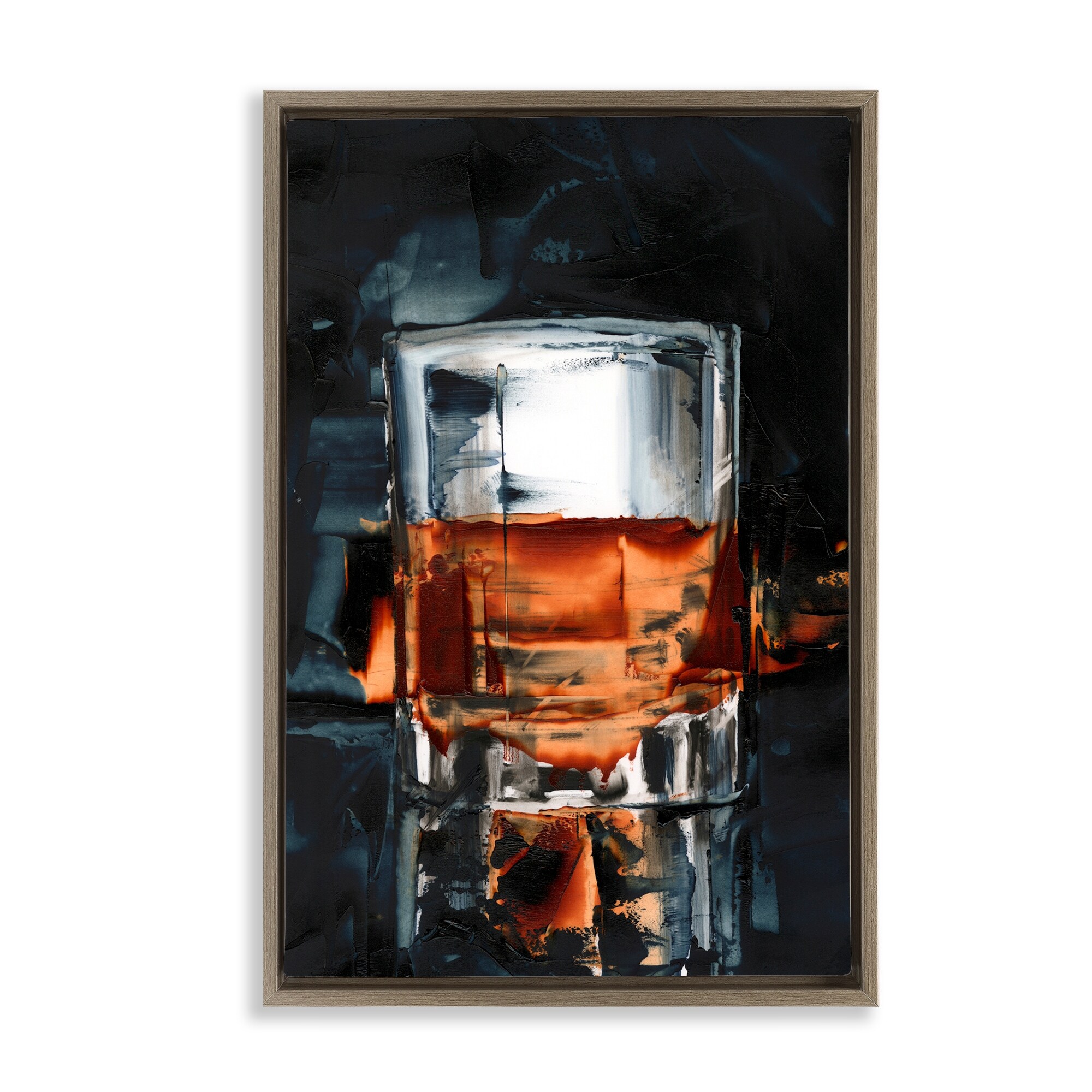Stupell Whiskey On Rocks Framed Floater Canvas Wall Art Design By Ethan Harper